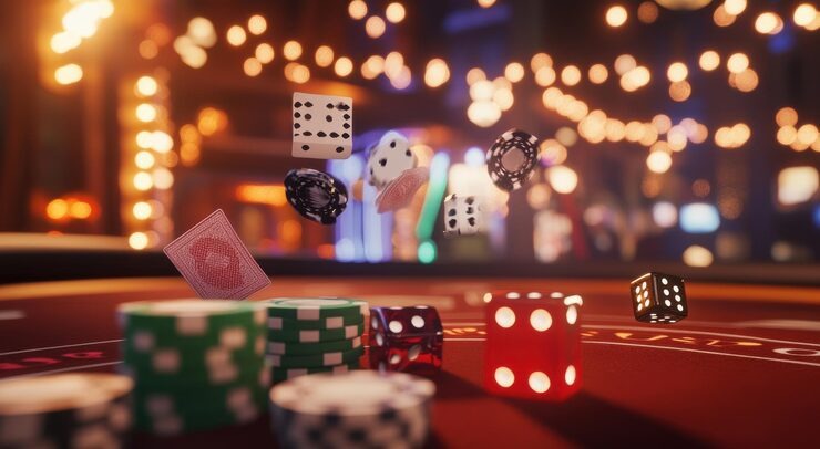 ngawitoto tournament table with multiple players, dealer, and live video feed